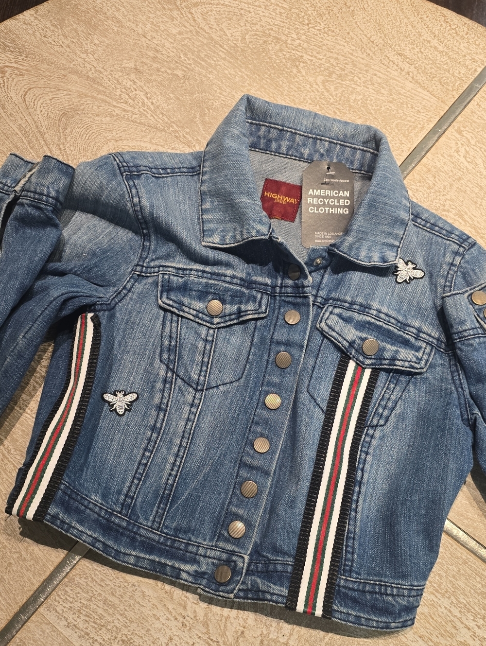 Upcycled Designer Insipered Jean Jacket Classic blue denim jacket - Picture 11 of 11